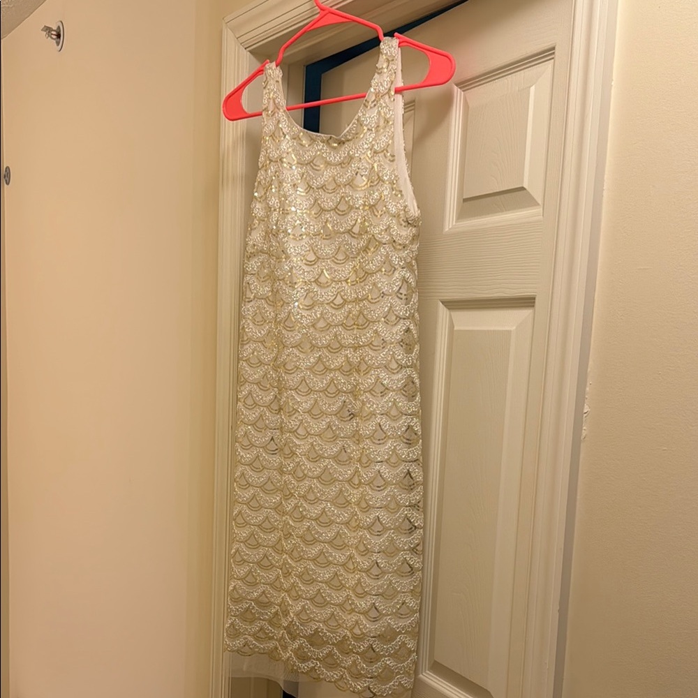 SD Collection Cream Halter Sheath Midi Dress